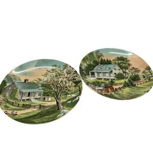 Vintage Currier And Ives American Homestead Spring And Summer Decorative Plates
